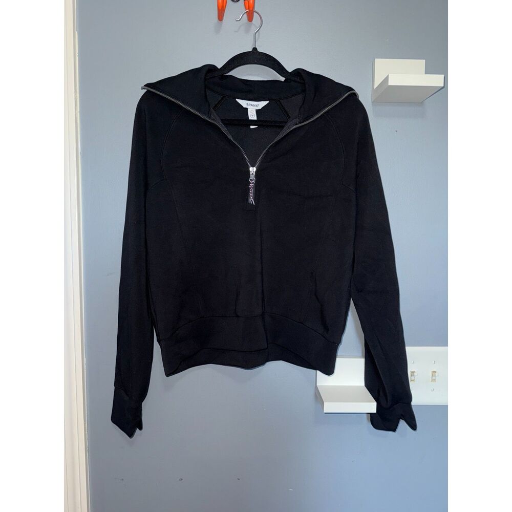 Spanx Black AirEssentials Half-Zip Sweatshirt | Size M | Minimalist, Athleisure